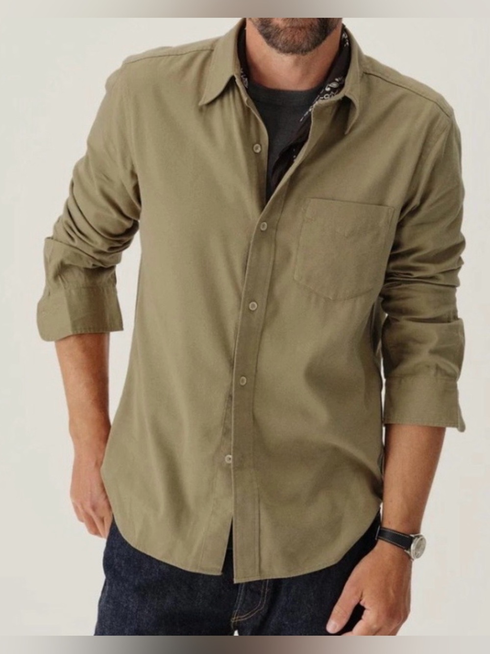 Buck Mason Draped Twill One Pocket Button Down Shirt